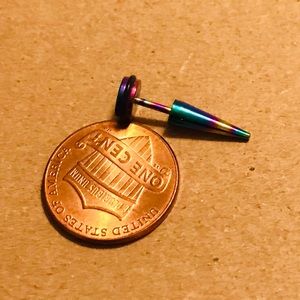 Iridescent Spike Piercing Fake Earplugs Faux Gauge